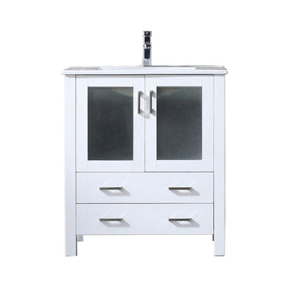 English Elm White Bath Vanity With Ceramic Top And Chrome Faucet Set – Elegant Storage Solution For Modern Homes B2731P260509-GIGA