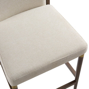 English Elm Modern Armless Counter Stools Set of 2 Upholstered Iron Frame with Gold Accents Brown+Beige N771P345828W