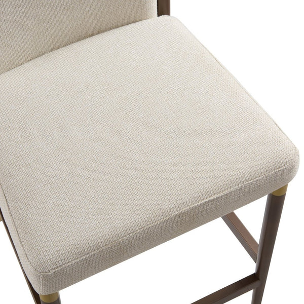 English Elm Modern Armless Counter Stools Set of 2 Upholstered Iron Frame with Gold Accents Brown+Beige N771P345828W