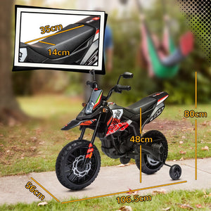 English Elm Qaba Kids Electric Dirt Bike 6v Battery Powered Ride on with Training Wheels Ages 3 to 8 Red W2225P249805