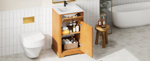 English Elm 20" Pine Wood Grain Bathroom Vanity with Ceramic Sink and Soft Close Cabinet Door N710P299454P