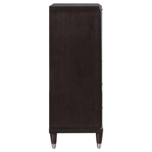 English Elm Niguel Rich Brown 5-Drawer Chest with Silver Knobs & Tapered Legs — Contemporary Bedroom Storage B062P354067