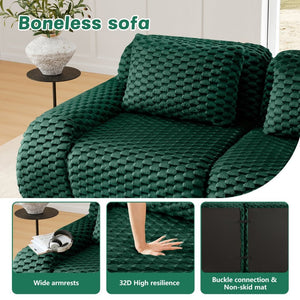 English Elm 114" U-shaped Modular Sectional Flannelette Sofa Oversized Lounge with Movable Ottoman Green W714S01527