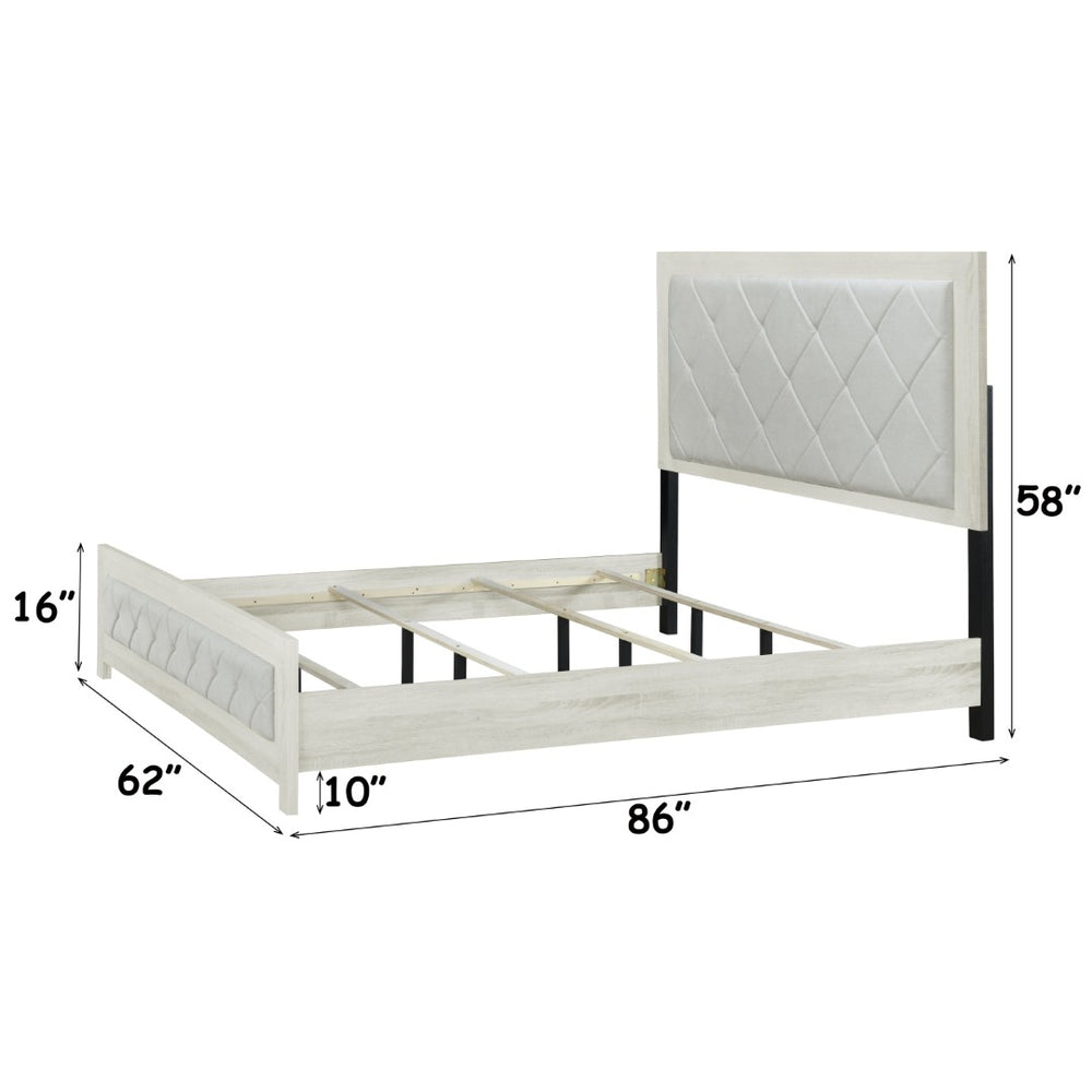 English Elm Jehoram Queen Bed Linen Upholstered Frame with Lozenge Headboard for Modern Bedroom B2726S00531