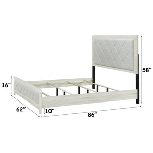 English Elm Jehoram Queen Bed Linen Upholstered Frame with Lozenge Headboard for Modern Bedroom B2726S00531