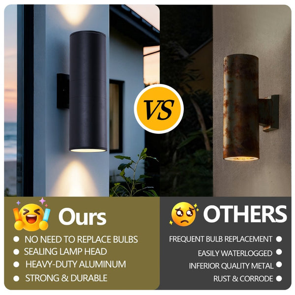 English Elm 18" Aluminum Cylinder Outdoor Wall Sconce Set of Two with up Down Porch Lighting W2312P416009
