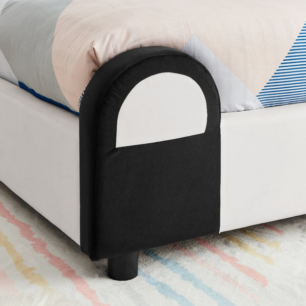 English Elm Twin Panda Shaped Velvet Kids Bed Solid Wood Frame with Padded Safety Bumpers W1413P384935