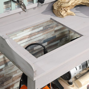 English Elm Outsunny Outdoor Wooden Potting Bench With Removable Sink, Ample Storage & Chalkboard, Light Gray W2225P174487-GIGA