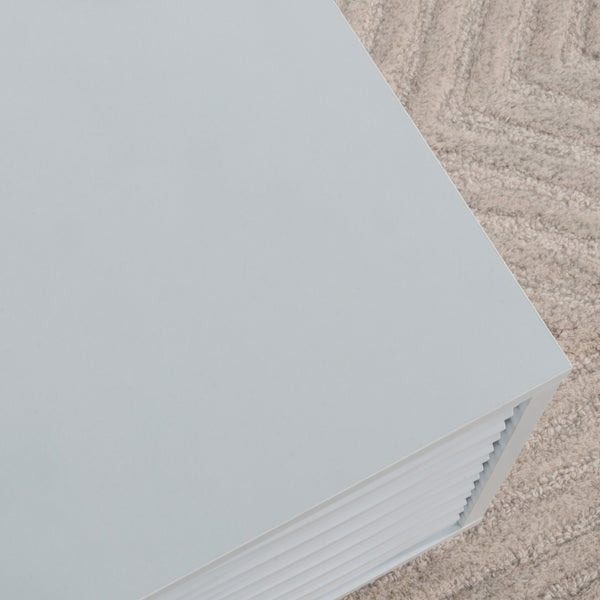 English Elm Coffee Coffee Table with Gold-Tone Accents and Two Drawers for Stylish Living Room Storage and Decor White B356P402588