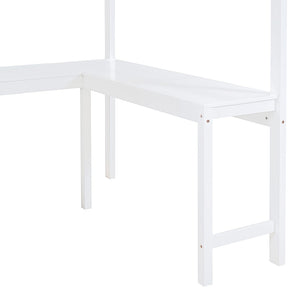 English Elm Full Size Loft Bed with Built-in Desk and Shelving for Kids or Teen Bedrooms LT000802AAK