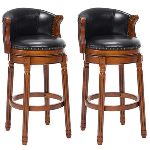 English Elm Cow Leather Swivel Barstool Solid Hardwood Frame 360 Spin Kitchen Counter Seating W2195P399438