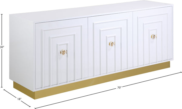 Meridian Furniture Cosmopolitan Lacquered Sideboard with Stainless Accents for Modern Dining Rooms 340