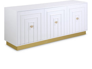 Meridian Furniture Cosmopolitan Lacquered Sideboard with Stainless Accents for Modern Dining Rooms 340