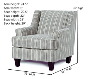 Fusion Awesome Farmhouse Indigo Accent Chair With Reversible Cushion And Stain-resistant Fabric For Durability Multi Ws,100% Polypropylene 340 Farmhouse Indigo Accent Chair