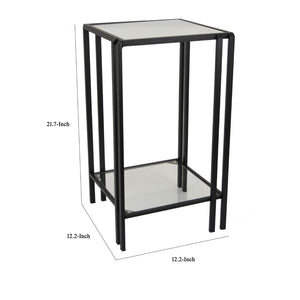 English Elm Buckley Black Metal Plant Stand with Mirrored Shelves for Glam Living Room Decor B056P416943