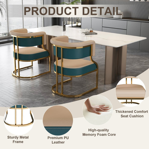 English Elm Modern Gold Iron Frame Pu Leather Armless Dining Chairs Ergonomic Cushioned Set W2699P430962