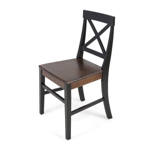 English Elm Christopher Knight Home® - Roshan Farmhouse Acacia Wood Dining Chairs Set Of 2 - Rustic Black & Walnut Finish For Comfort 62888.00BWALN