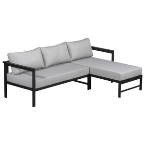 English Elm U_style Outdoor L-shaped Sectional Iron Frame Patio Sofa with Thick Foam Cushions Gray WY000480AAE