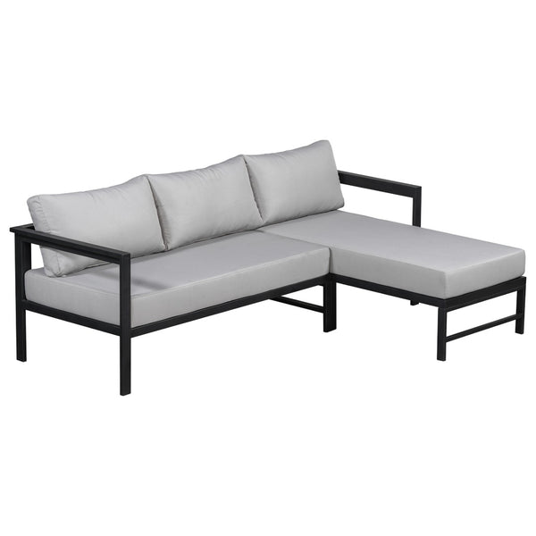 English Elm U_style Outdoor L-shaped Sectional Iron Frame Patio Sofa with Thick Foam Cushions Gray WY000480AAE