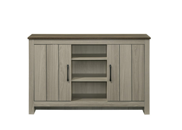English Elm Nilda Two-tone Gray Oak Console with Open Shelves and Cabinet Storage for Entryway B2749S00225
