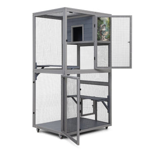 English Elm Wooden Pinewood Small Animal Habitat with Acrylic Panels Ramps Tunnel and Rolling Base W2181P363536