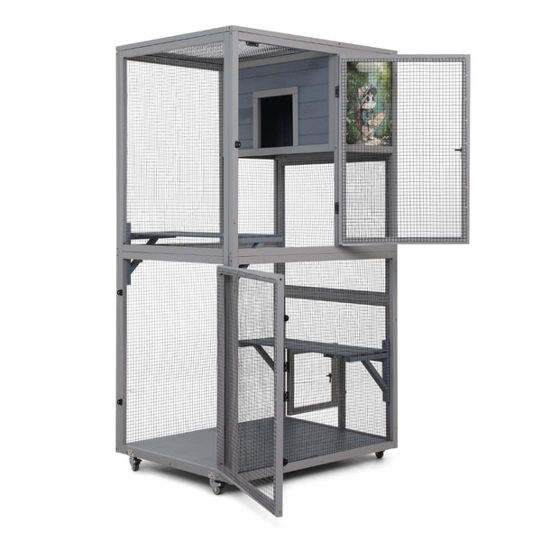 English Elm Wooden Pinewood Small Animal Habitat with Acrylic Panels Ramps Tunnel and Rolling Base W2181P363536