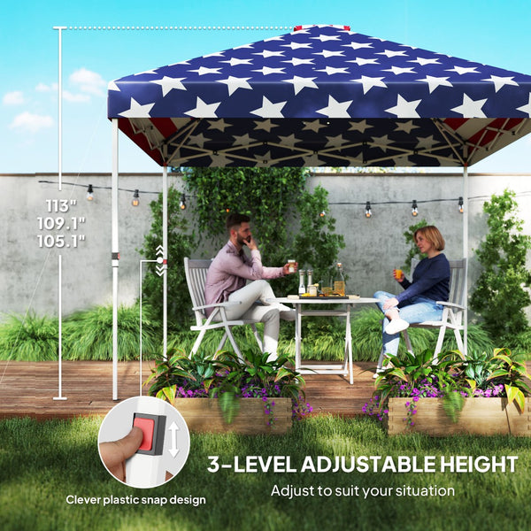 English Elm 10x 10 Ft Patriotic Pop up Canopy Upf 50 Oxford Fabric with Adjustable Legs and Sidewall Blue+Red T3971P380497