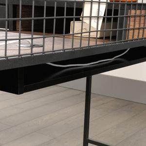 English Elm L-Shaped Desk With Durable Metal Frame And Efficient Storage, Perfect For Modern Home Offices B356P402608