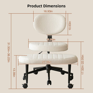 English Elm Ergonomic Cross Legged Office Chair with Lumbar Support Swivel Base and Rolling Casters White W3394P419035