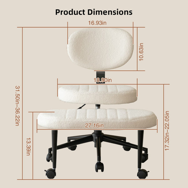 English Elm Ergonomic Cross Legged Office Chair with Lumbar Support Swivel Base and Rolling Casters White W3394P419035