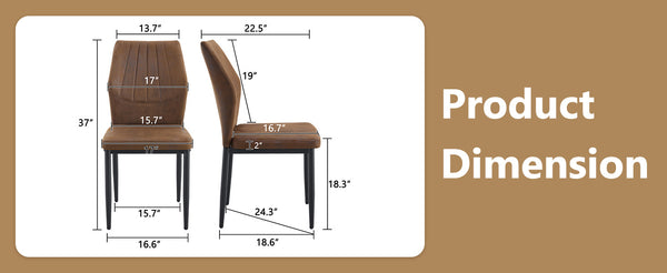 English Elm Set of 4 Brown Shell-Pattern Dining Chairs with Ergonomic Tech Fabric, Sturdy Metal Legs, 37" Brown+Black W1151P359591