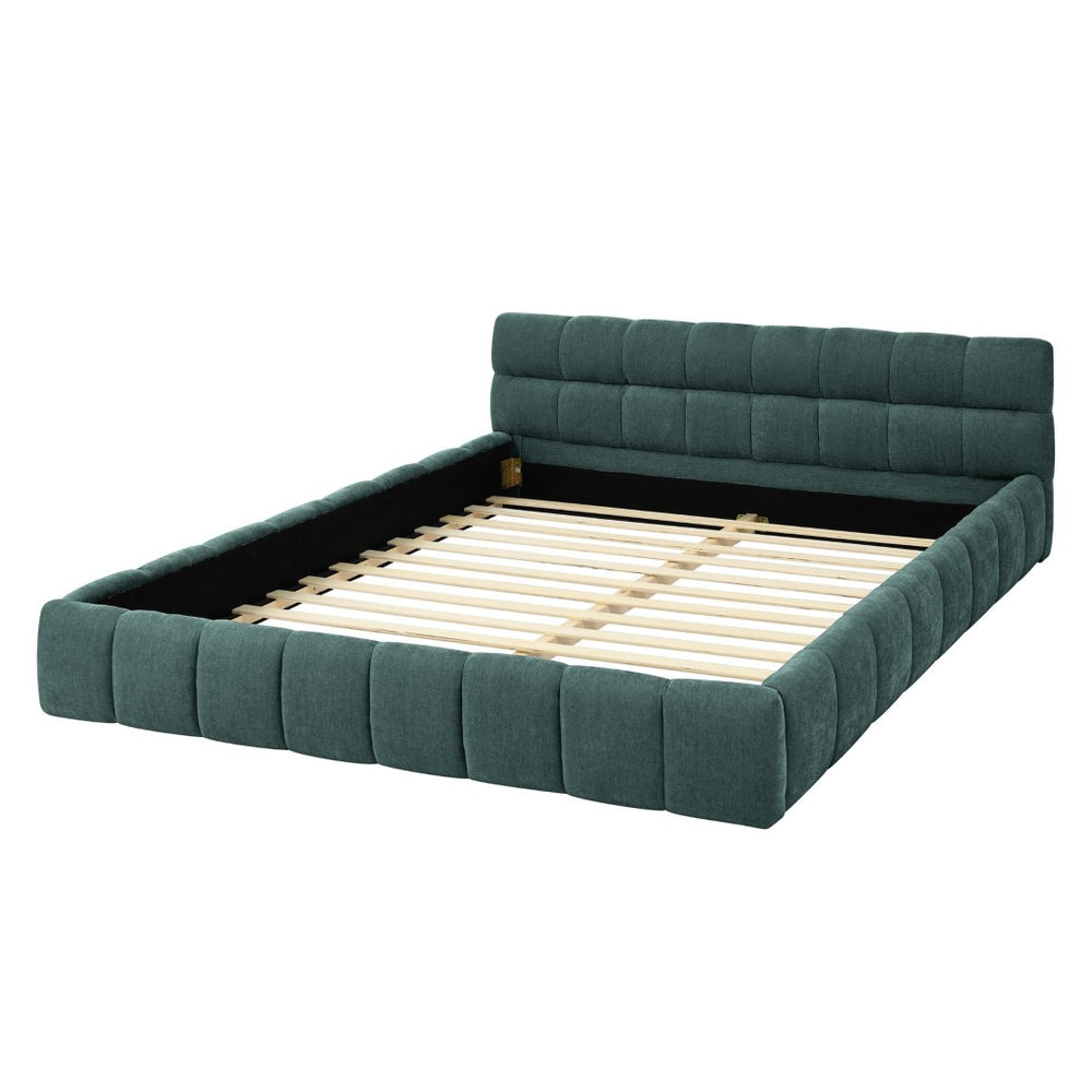 English Elm Queen Upholstered Platform Bed Frame - Stylish Chenille Fabric, No Box Spring Needed, Modern Design W487S00321-GIGA