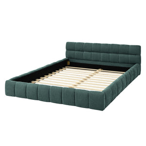 English Elm Queen Upholstered Platform Bed Frame - Stylish Chenille Fabric, No Box Spring Needed, Modern Design W487S00321-GIGA