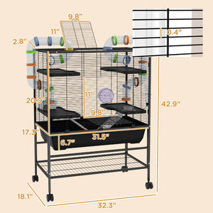 English Elm Small Animal Habitat with Colorful Tubing System Steel Wire Multi-level Gerbil Home T3971P407217