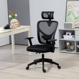 English Elm Vinsetto High Back Ergonomic Computer Home Office Chair, Mesh Task Chair With Lumbar Back Support, Reclining Function, Adjustable Headrest, Arms and Height, Black