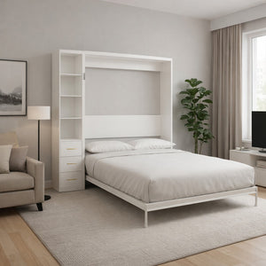 English Elm Diy Queen Murphy Bed with Integrated Workspace Desk for Studio and Home Office W5290S00002