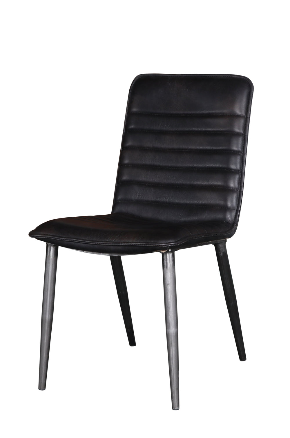 English Elm Black Side Chair Set Of 2 - Elegant Padded Back With Antique Black Metal Legs For Modern Spaces B062P215497