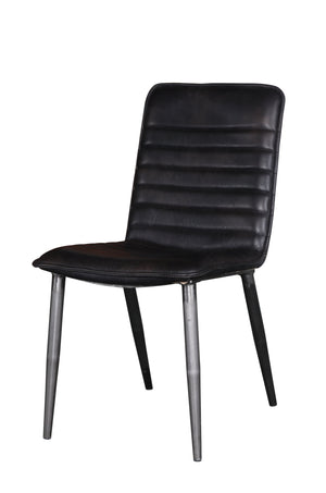 English Elm Black Side Chair Set Of 2 - Elegant Padded Back With Antique Black Metal Legs For Modern Spaces B062P215497