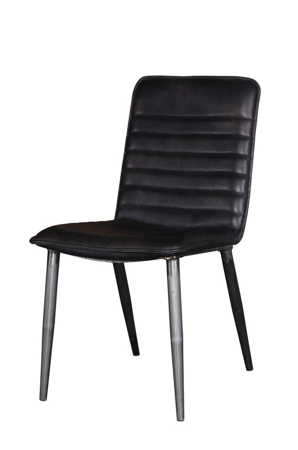 English Elm Black Side Chair Set Of 2 - Elegant Padded Back With Antique Black Metal Legs For Modern Spaces B062P215497