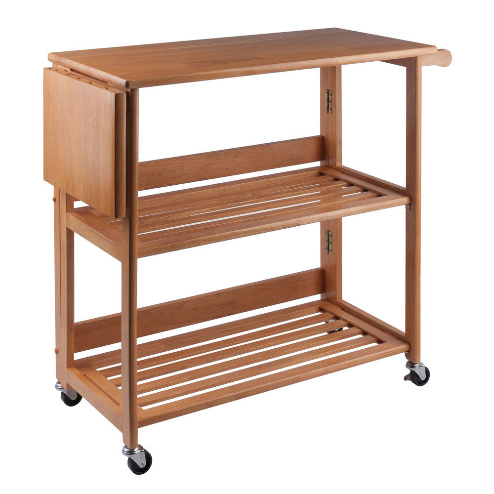 Winsome Wood Radley Kitchen Cart - Versatile Foldable Storage With Rolling Casters And Knife Holder In Light Oak Light Oak Solid Wood 34137-winsome-wood