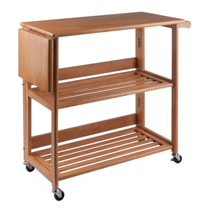 Winsome Wood Radley Kitchen Cart - Versatile Foldable Storage With Rolling Casters And Knife Holder In Light Oak Light Oak Solid Wood 34137-winsome-wood