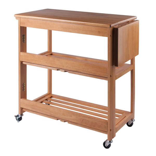 Winsome Wood Radley Kitchen Cart - Versatile Foldable Storage With Rolling Casters And Knife Holder In Light Oak Light Oak Solid Wood 34137-winsome-wood