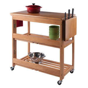 Winsome Wood Radley Kitchen Cart - Versatile Foldable Storage With Rolling Casters And Knife Holder In Light Oak Light Oak Solid Wood 34137-winsome-wood