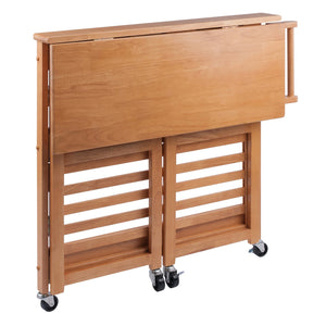 Winsome Wood Radley Kitchen Cart - Versatile Foldable Storage With Rolling Casters And Knife Holder In Light Oak Light Oak Solid Wood 34137-winsome-wood