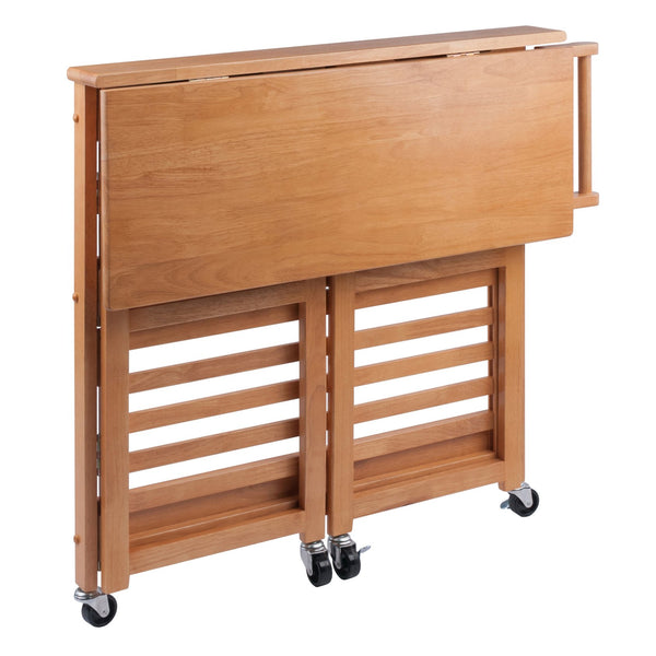 Winsome Wood Radley Kitchen Cart - Versatile Foldable Storage With Rolling Casters And Knife Holder In Light Oak Light Oak Solid Wood 34137-winsome-wood