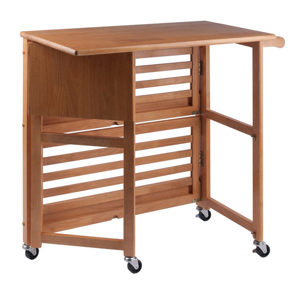 Winsome Wood Radley Kitchen Cart - Versatile Foldable Storage With Rolling Casters And Knife Holder In Light Oak Light Oak Solid Wood 34137-winsome-wood