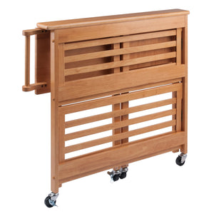 Winsome Wood Radley Kitchen Cart - Versatile Foldable Storage With Rolling Casters And Knife Holder In Light Oak Light Oak Solid Wood 34137-winsome-wood