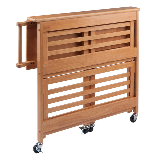 Winsome Wood Radley Kitchen Cart - Versatile Foldable Storage With Rolling Casters And Knife Holder In Light Oak Light Oak Solid Wood 34137-winsome-wood