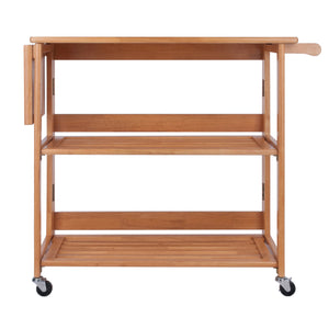 Winsome Wood Radley Kitchen Cart - Versatile Foldable Storage With Rolling Casters And Knife Holder In Light Oak Light Oak Solid Wood 34137-winsome-wood