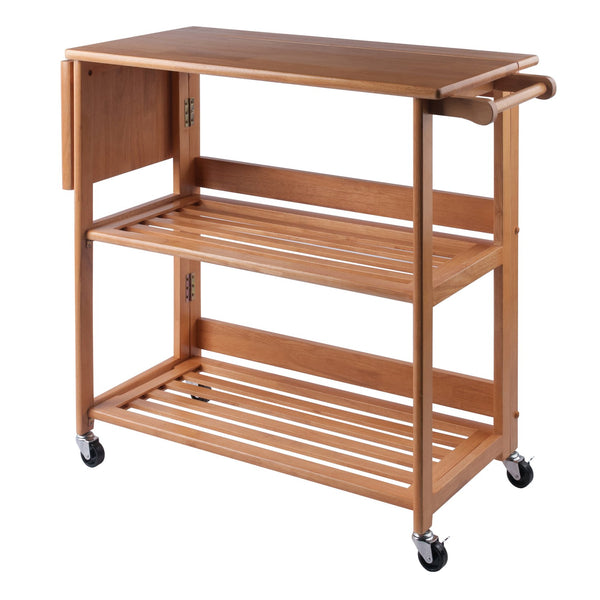 Winsome Wood Radley Kitchen Cart - Versatile Foldable Storage With Rolling Casters And Knife Holder In Light Oak Light Oak Solid Wood 34137-winsome-wood